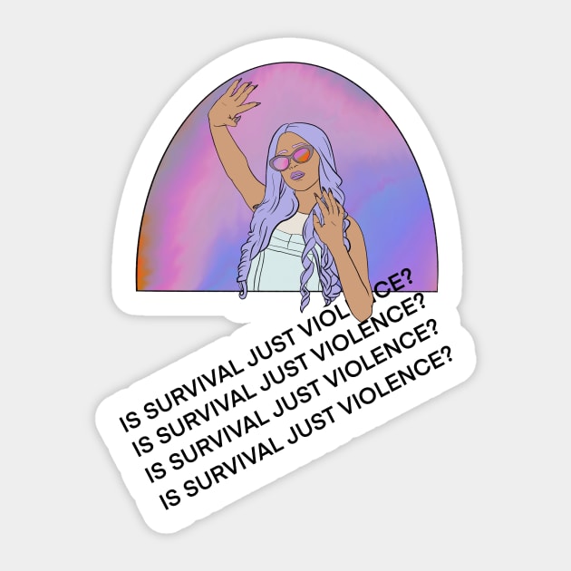 Survival - Bad Translation Surreal English Quote Sticker by raspberry-tea